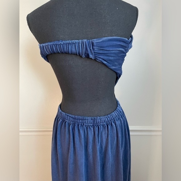 FREE People Large Blue Tangelica Strapless Maxi Dress Size L - Picture 10 of 10